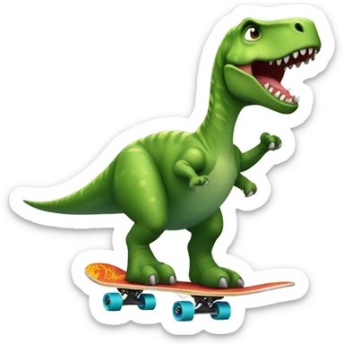 Dinosaur riding a skateboard ￼ sticker