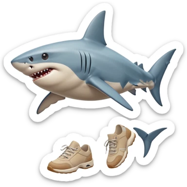 tiburon con zapatos cominado sticker