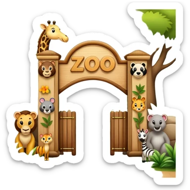 a zoo entrance sign with animals peeking out sticker
