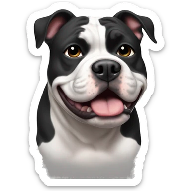 Fat dog black and white American bully  sticker