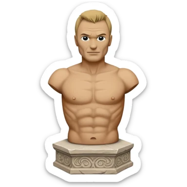 Cinematic realistic ultra HD - musician Sting as a torso antique stone sculpture sticker
