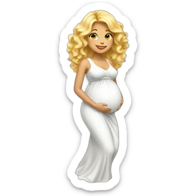 adorable pregnant blond full body women with beach-wave-hair sticker