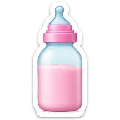Baby bottle with pastel pink lid sticker
