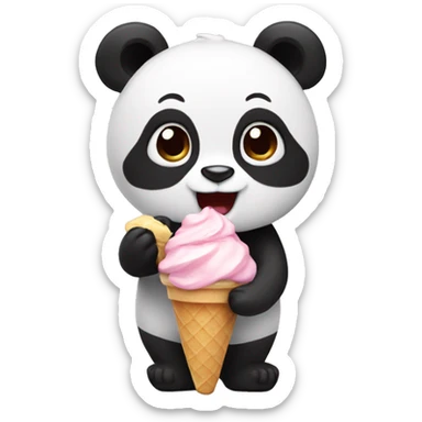 Panda eating ice cream sticker