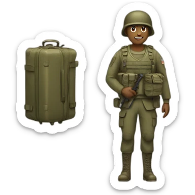 soldier with a luggage sticker