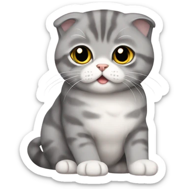 A gray scottish fold cat sticker