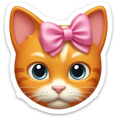 orange cat with hello kitty bow  sticker