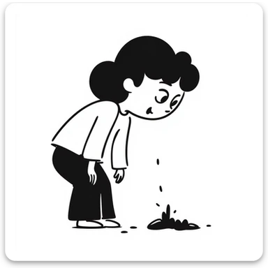 a girl vomiting, hand-drawn doodle style sticker