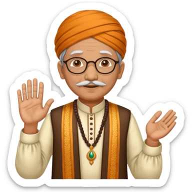 old indian male teacher in traditional attire sticker