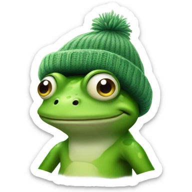 frog wearing a beenie sticker