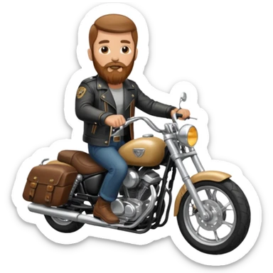 white man with long brown beard who rides a motorcycle sticker