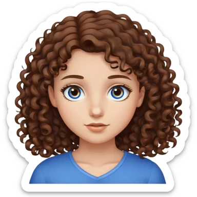 straight brown hair brown eyes girl and curly brown hair blue eyes girl sticker