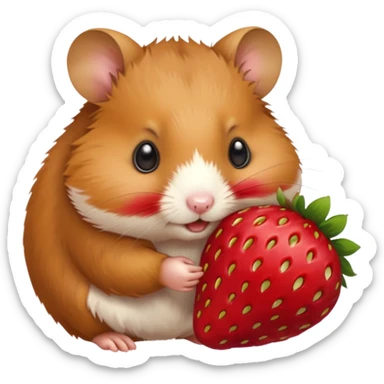 hamster eating strawberries sticker