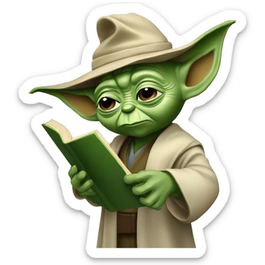 Master Yoda with a detective magnifying glass and a book  sticker