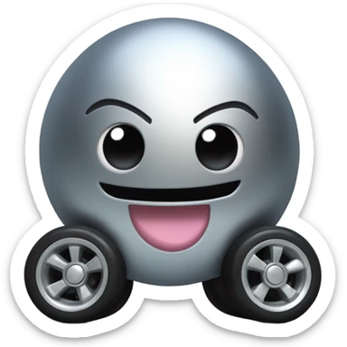 Metal cute black eyes Kirby ball driving on 4 car wheels sticker