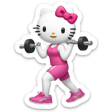 hello kitty in the gym sticker