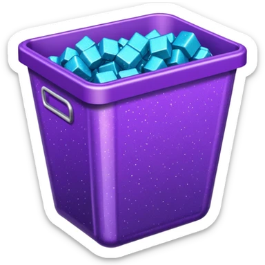 Glitter Purple and Cian  metal rubbish bin office sticker