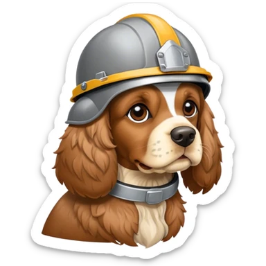Cocker spaniel wearing helmet  sticker