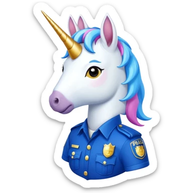 unicorn wearing a police uniform sticker