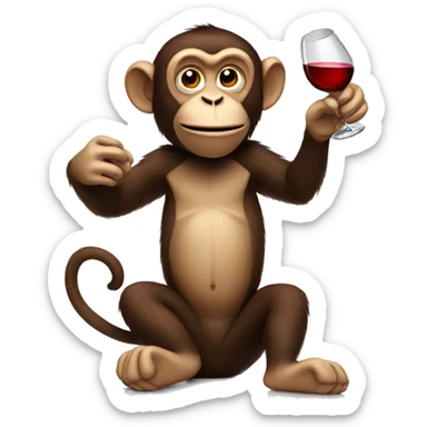 monkey drinking wine sticker