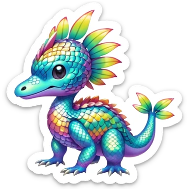 Cute shiny colorful tropical animal hybrid Fakemon full body sticker