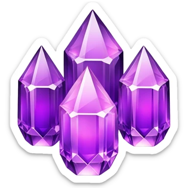 3 purple glowing crystals sticker