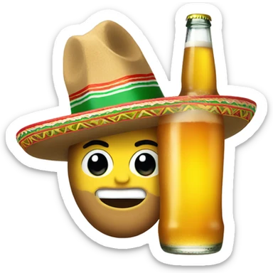 A beer wearing a mexican sombrero  sticker