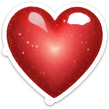 a red heart with glitter sticker
