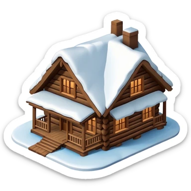 3D isometric montana cabin lodge  sticker