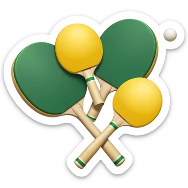 pala de ping pong amarillas y verdes con pelota sticker
