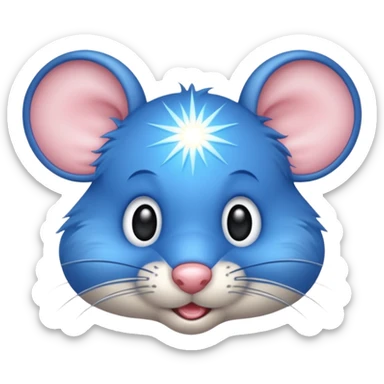 A mouse face with blue sun rays sticker