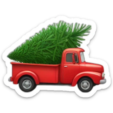 Little Red truck hauling a Christmas tree sticker