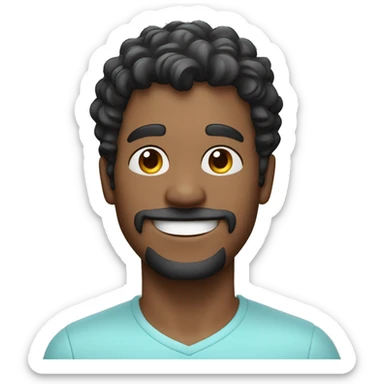 Happy smiling man with dark salt and pepper wavy hair and light goatee sticker