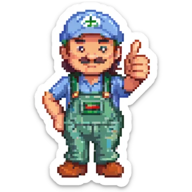 Italian plumber giving thumbs up sticker