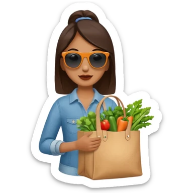 Shopper with veggie tote,Farmers’ Market. sticker