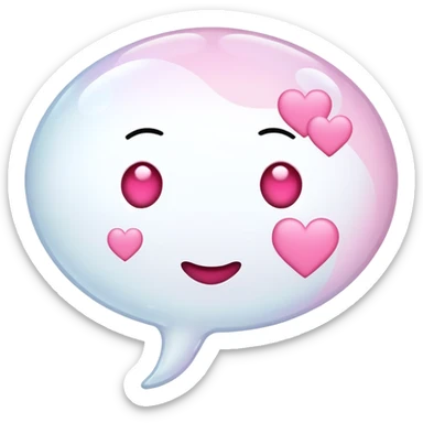 White Thinking bubble with pink hearts  sticker