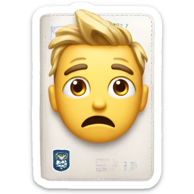 passport with the emotion of shock sticker