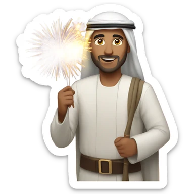 Arab man with fireworks sticker