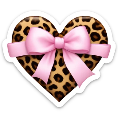 leopard print heart with a very fine light pink bow on the edge  sticker