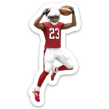 cardinals player upside down catching football sticker