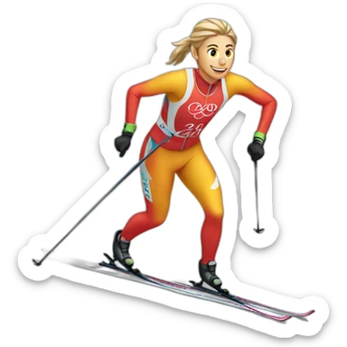 cross country skier sticker