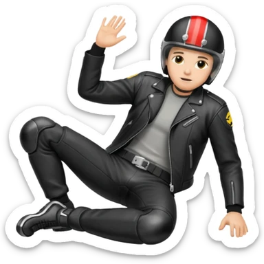 a motorcyclist lying on the ground who has just fallen sticker