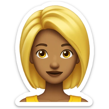 cabelo amarelo ate os ombros liso  cor de pele beji menina olhos escuros com camizeta lilaz com um iphad lilaz sticker