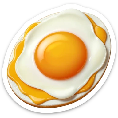 1 fried egg with 45 degree angle on red background color #C4151C without plate or anything under the egg sticker