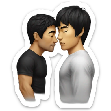 gay dude kissing Bruce Lee sticker