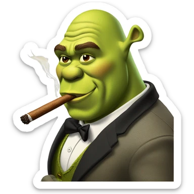 Shrek smoking a cigar sticker