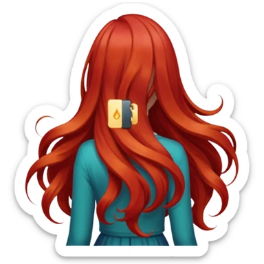 back view of long red hair sticker