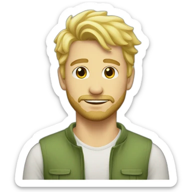 blonde guy green wyes, blonde short beard sticker