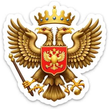 coat of arms of Russia as an emoji, focus on double-headed eagle, minimal details sticker