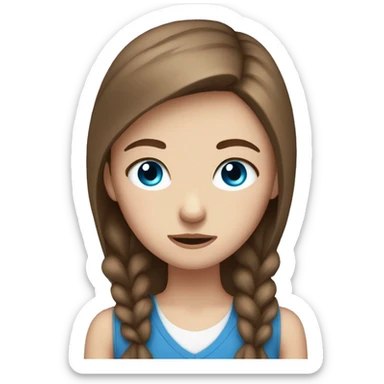 a white girl with brown hair and blue eyes who cries at school sticker